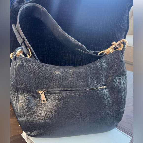 Coach Black Pebbled Leather Shoulder Bag with Signature Canvas Strap - Picture 2 of 6